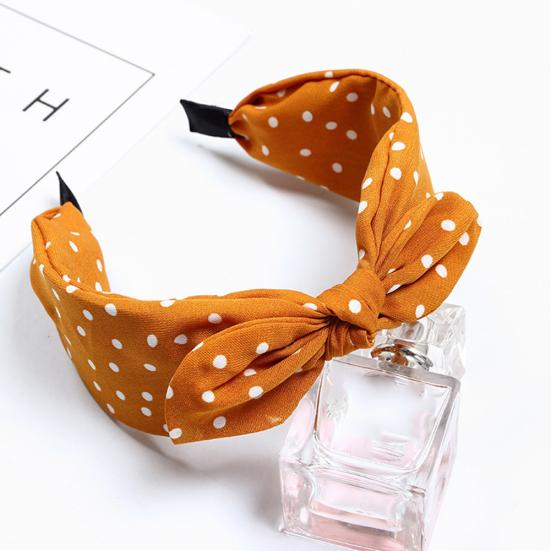 Sweet Polka Dot Print Bowknot Hair Hoop Women Wide Band Cloth Headband Headwrap