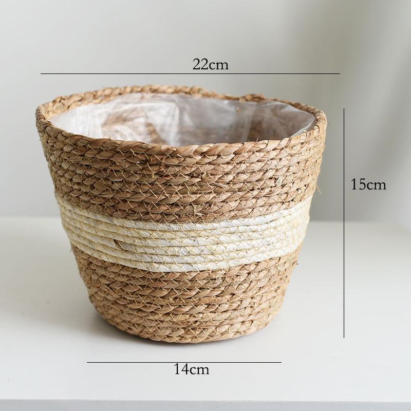 Creative Straw Woven Flower Basket for Green Plants - Living Room or Balcony Decoration