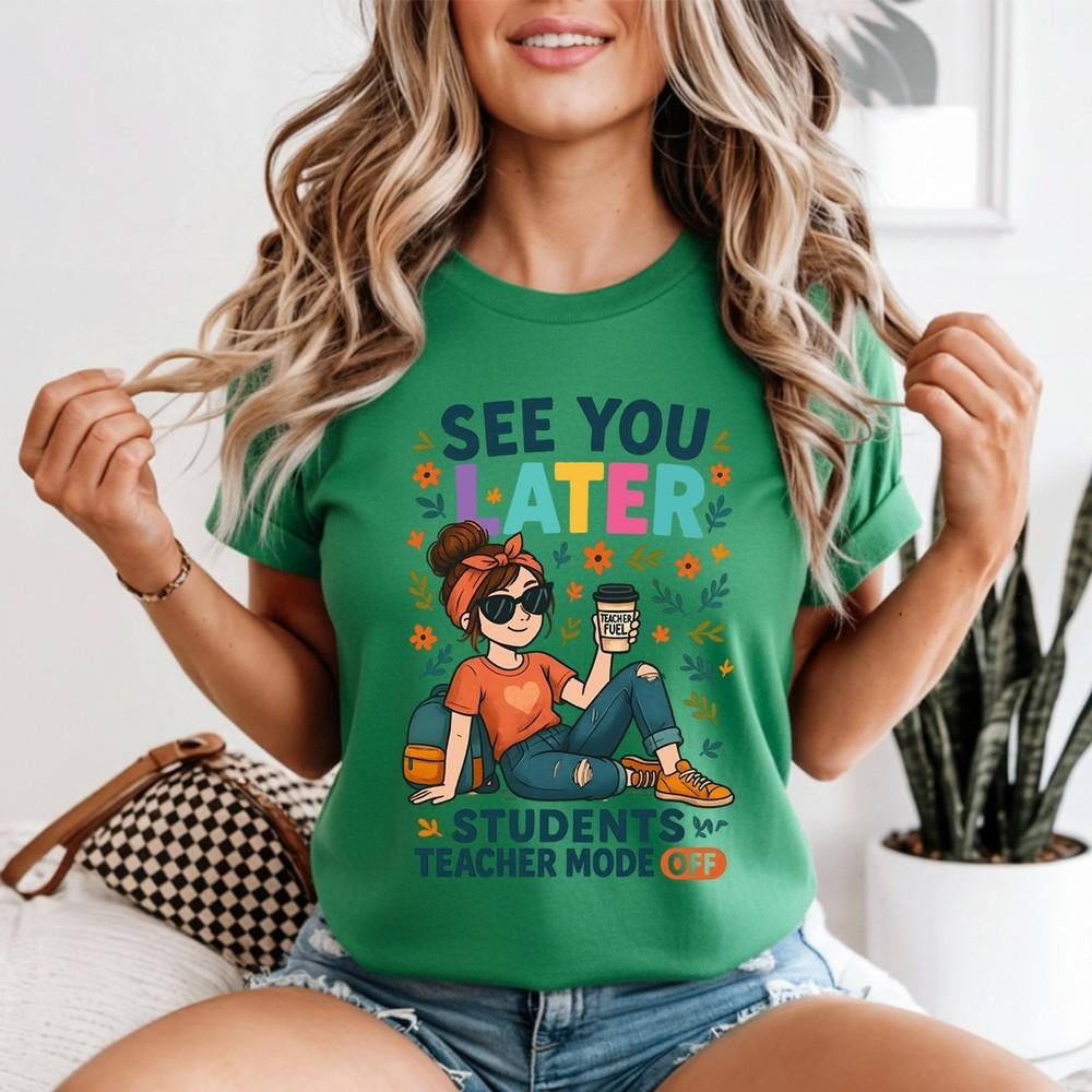 Unisexs Teacher Summer Break T Shirt Retro See You Later Students Mode Off 2XL