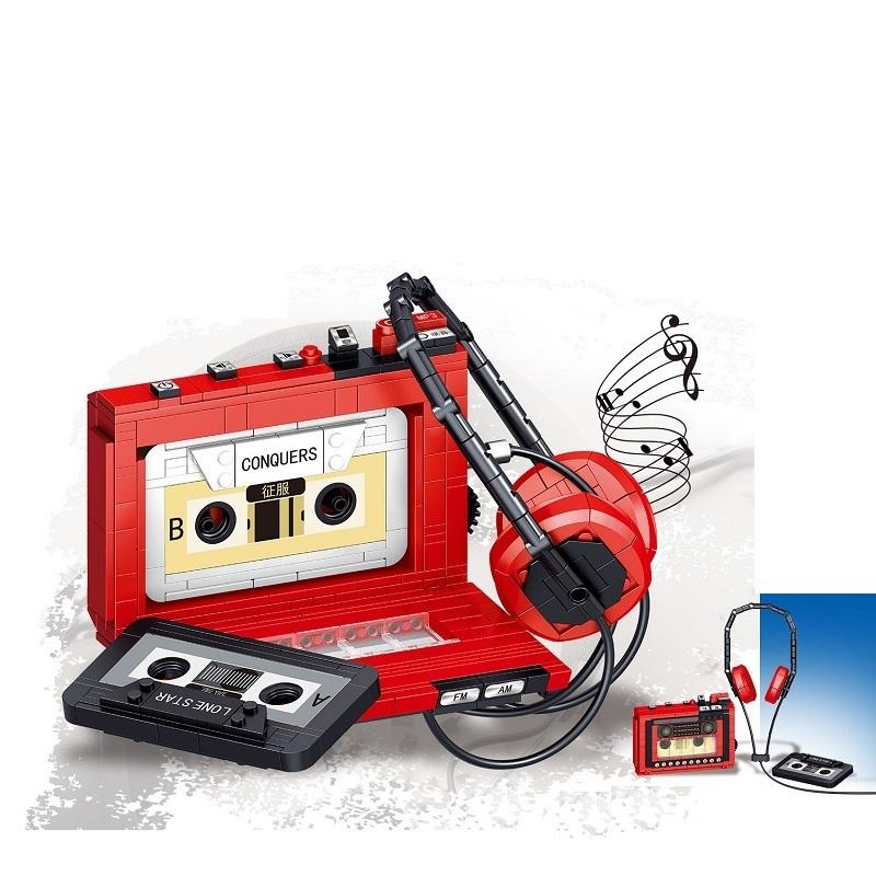 

Модель MOC, креативная ретро-кофемашина, магнитофон, экшн-фигурки, строительные блоки, кирпичи, детские игрушки