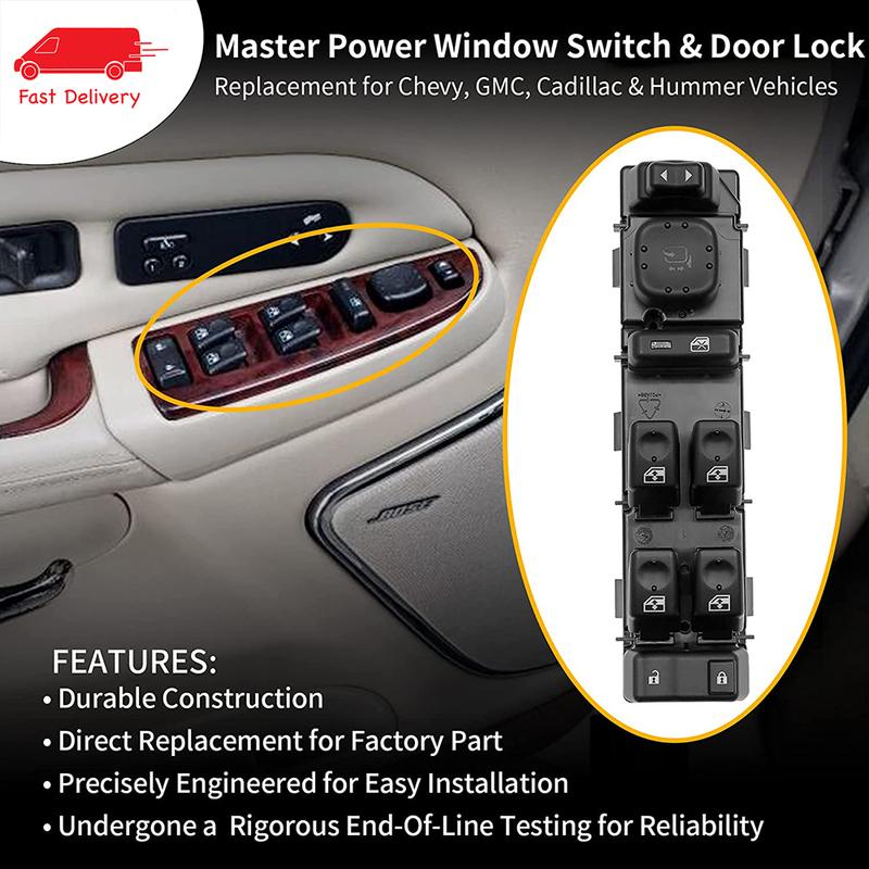 15883319 DWS-394 Power Window Switch for Hummer H2 Chevrolet Suburban Avalanche GMC Yukon Sierra 2003-2006 Front Driver Switch