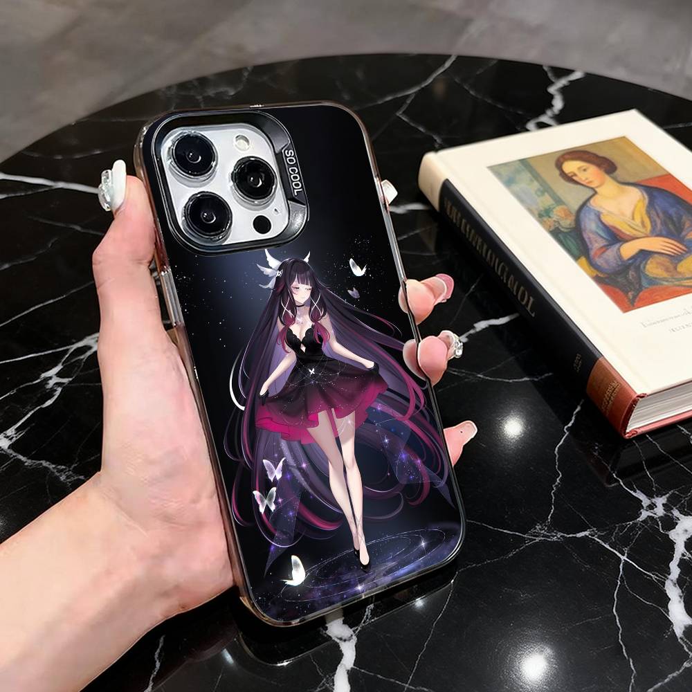 G-Genshin l-Impact Girl Columbina-gic Phone Case For iPhone 17,16,15,14,13,12,11 Plus,Pro Max,Colored Silver Plated Inside Cover
