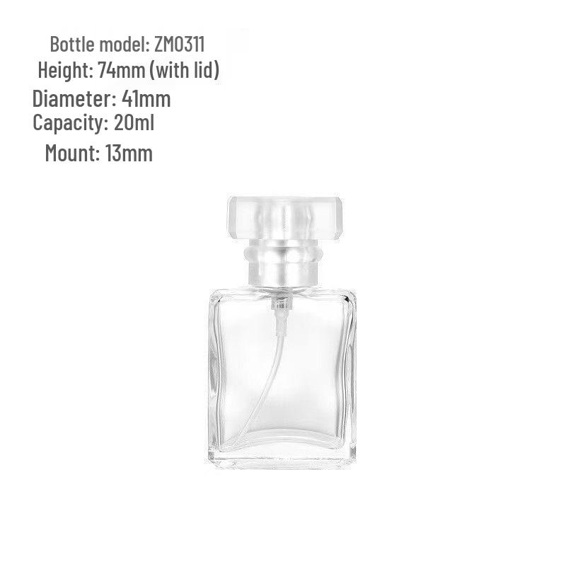 Transparent 100ml Square Perfume Bottle with Snap-on Dispenser