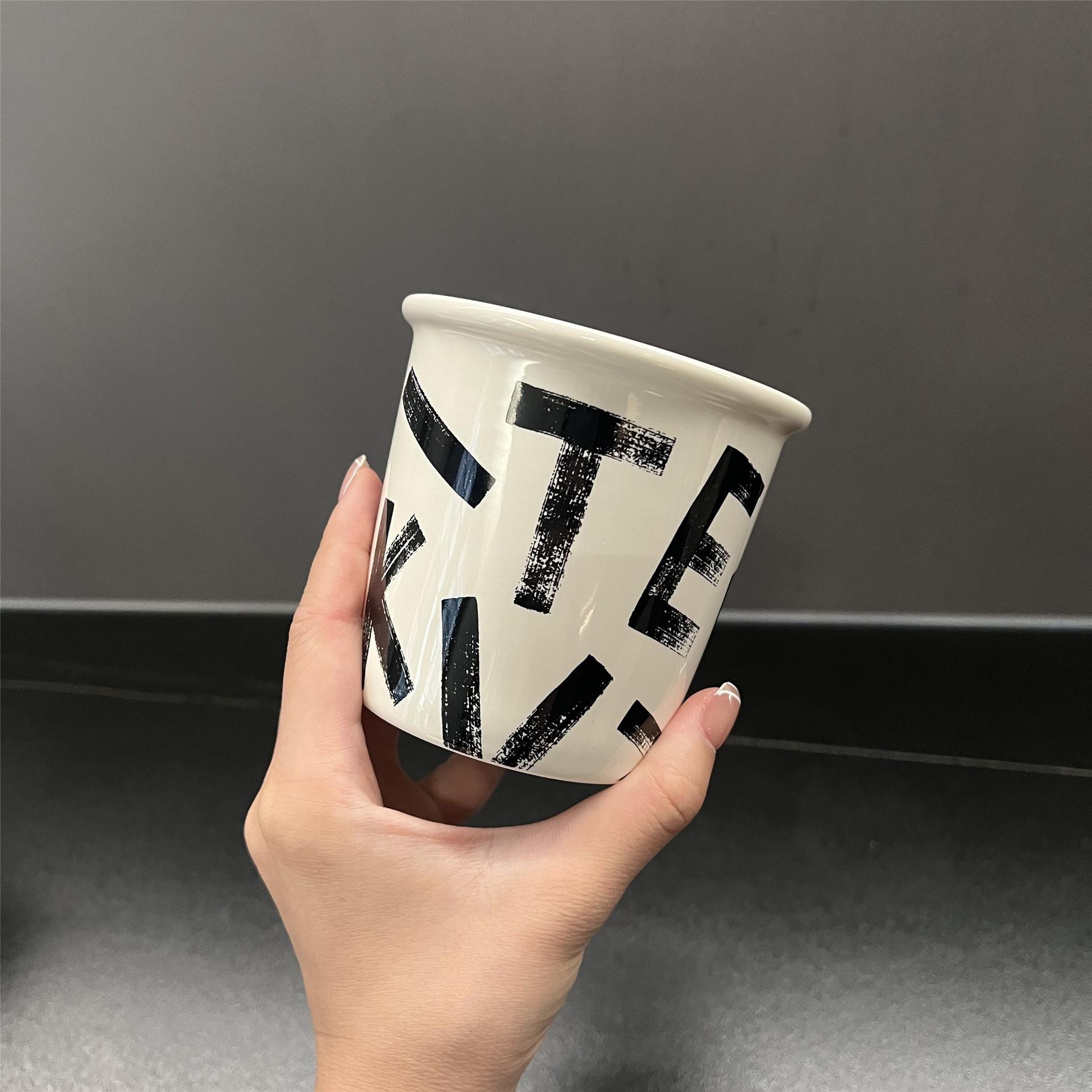 

English letters ins wind paper cup shape ceramic hand cup milk cup cute mug latte coffee cup 301-400ml