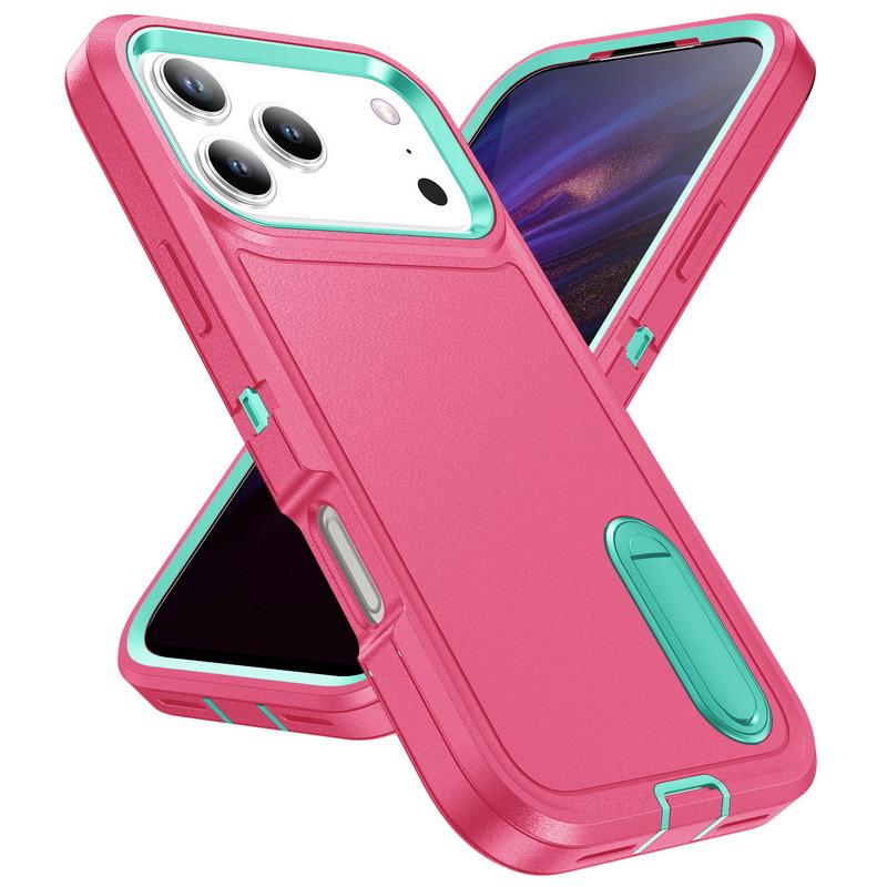 For iPhone 17 Pro Max Case Rugged Bumper Hybrid 3in1 Candy Color Shockproof Phone Stand Cover For iPhone 16 15 14 13 Pro Max 17e 16e