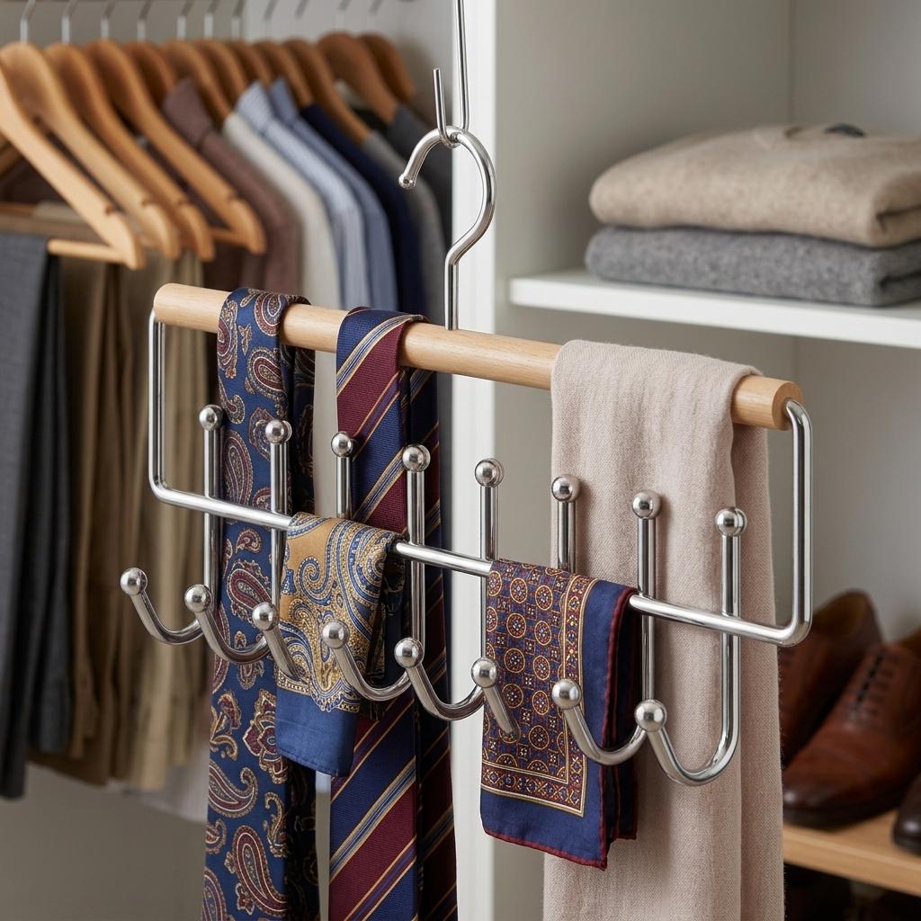 Solid Wood-Wave Multi Functional Hanger Underwear Vest Dormitory Storage Hook For Standard Wardrobe-Rod