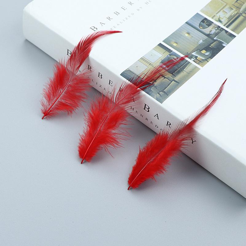 Long Red Pointed Feathers Colored Chicken Feathers Dream Catcher Cat Stick Decorative Accessories Diy Handmade Materials