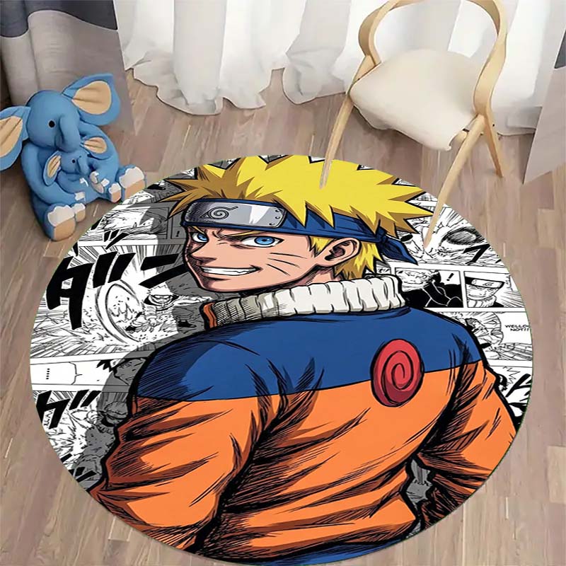 

Popular Anime Naruto Circular Carpet Fashion Pattern Soft Plush Rug Non-Skid Mat For Boys Kids Bedroom Living Room Home Decor 80x80cm