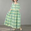 Vestido longo de verão vintage de algodão plus size com manga curta e estampa floral, novidade para mulheres, casual, solto