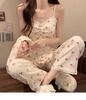 Hot-Selling 2024 Women's Long Sleeve Floral Pajama Set - Sexy Spring & Autumn Three-Piece with Chest Pads