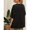 Simple Rose Flower Printing Tops Cotton T-Shirts Womens Fashion Casual Soft Short Sleeve Loose Tees Comfortable Clothes