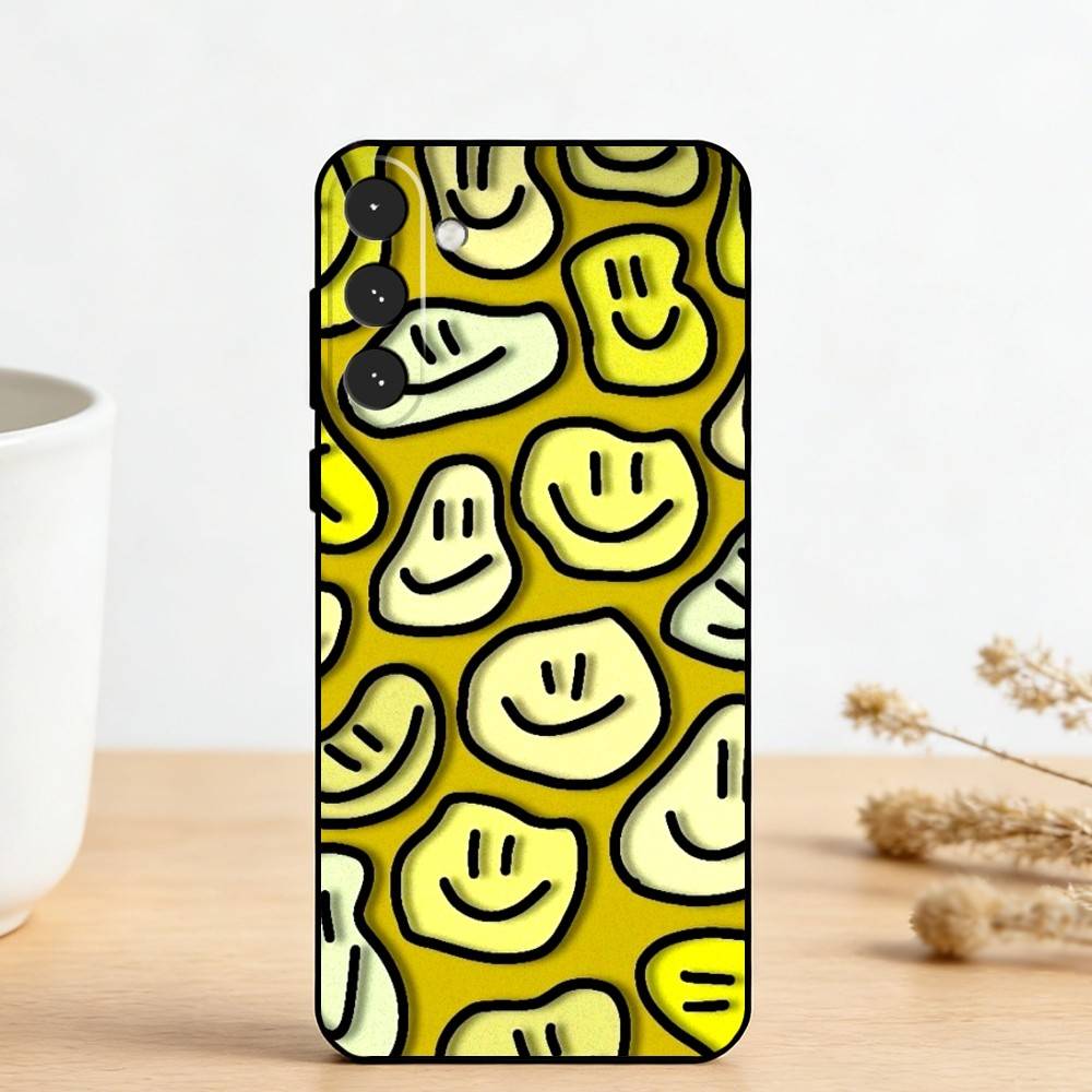 C-Cute Smile A-Art Handyhülle für Samsung Galaxy A73, A72, A71, A70, A53, A52, A51, Andere Weiche Schwarze Hülle