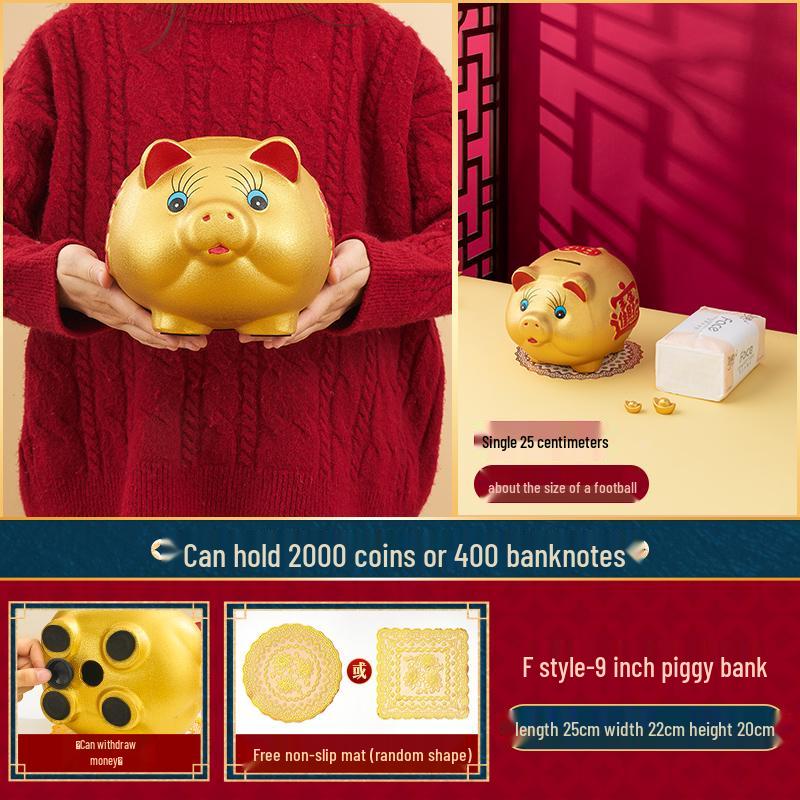 Large Capacity Golden Pig Piggy Bank 2025 Model for Kids