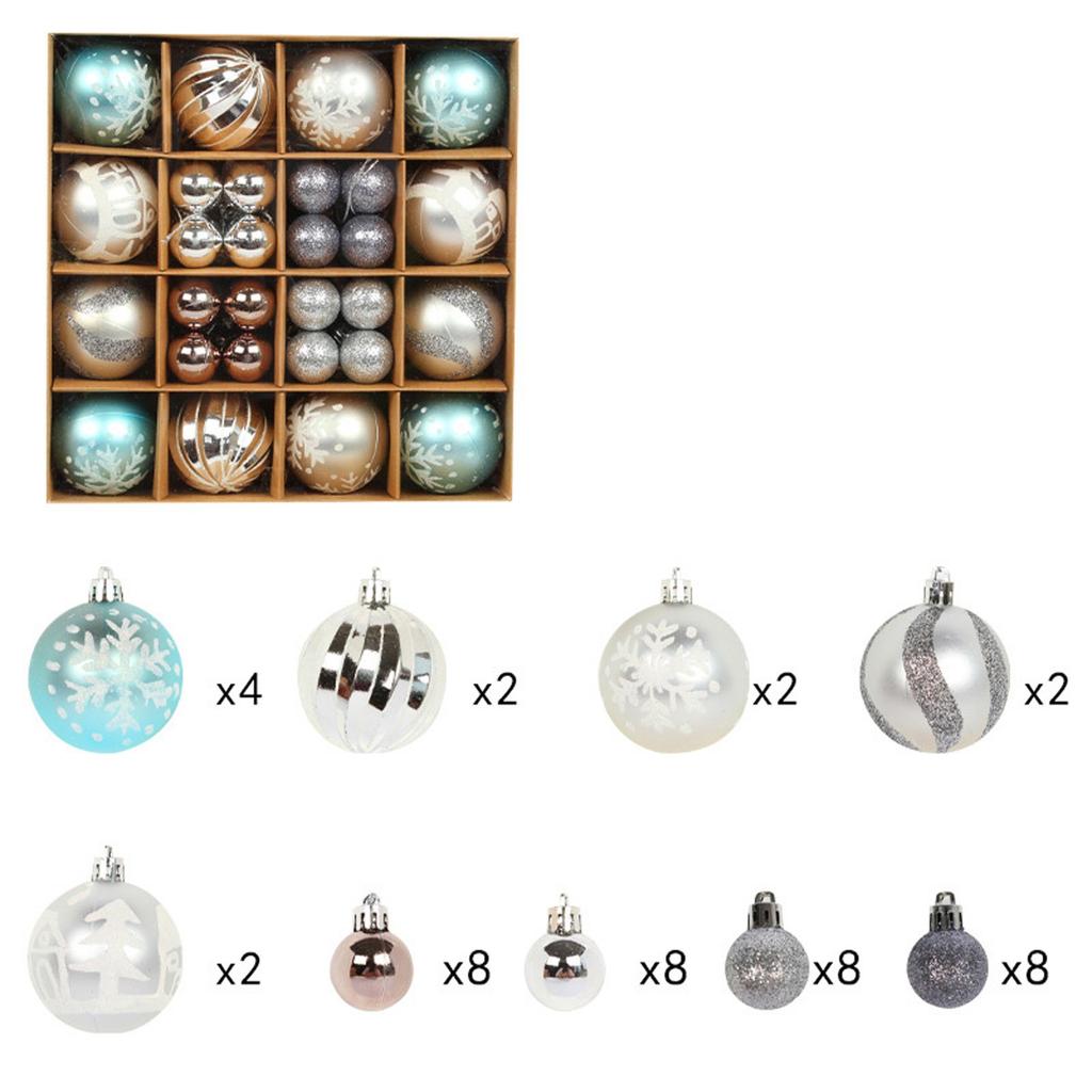 44pcs Christmas Decoration Balls Christmas Tree Hanging Balls Snowflake Balls