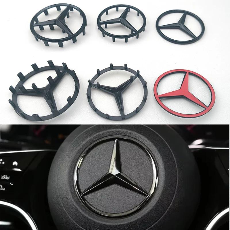 2025 Hot 52mm 58mm ABS Chrome Black Star Logo Mercedes Steering Wheel Logo Sticker For Mercedes Benz C E S Class W253 Emblem Acc