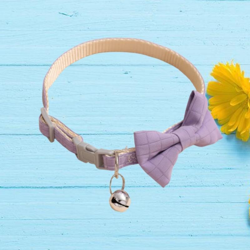 

Cute pet bell collar with bow desig available in multiple colors adjustable safety collar for cats and dogs
