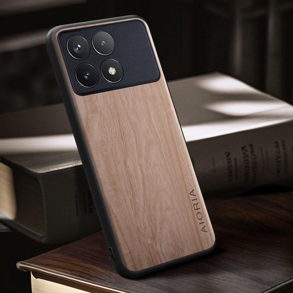 Case for Poco X6 Pro F6 Pro  Funda Bamboo Wood Pattern Four-corner Explosion-proof Back Cover Poco M6 Pro
