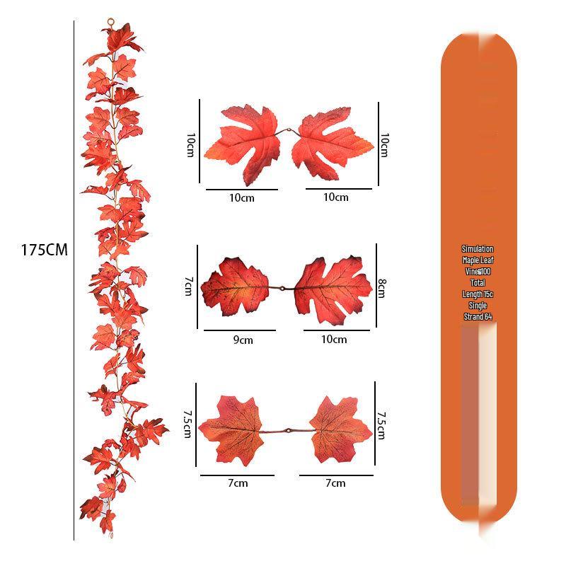 Autumn Festival Maple Leaf Vine Display: Fake Leaves for Halloween & Decorative Scenery