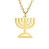 Lucktune Judaism Menorah Pendant Necklace Stainless Steel Lampstand Sacred Amulet Chain Necklace for Women Men Vintage Jewelry