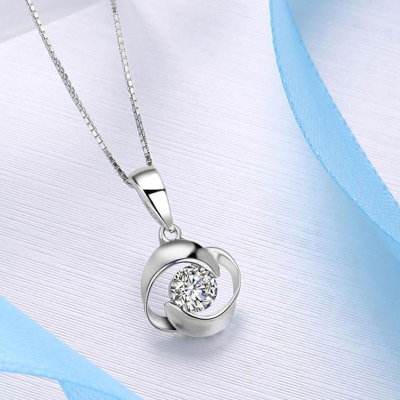 Colier din argint 925, model roz, pentru femei, cu claviculă, stil coreean, pandantiv simplu, bijuterii din argint