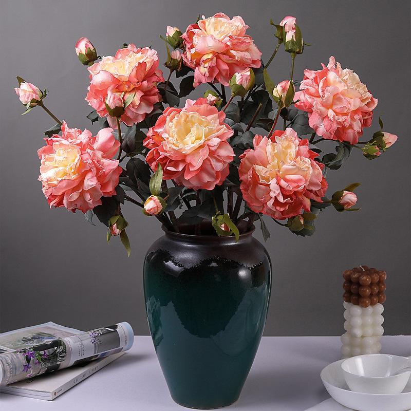 Luxury Silk Peony Flower Decor for Living Room Table