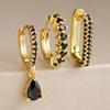 3PCS/Set Minimalist Hoop Earrings Round Shape Dainty Zircon Earrings Trendy Huggie Earrings  Wedding