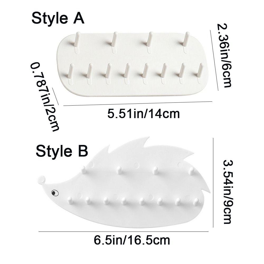 2Pcs Wall Mounted Hedgehog Jewelry Hook Dual Layer Sticky Hook  Necklace Chains Storage