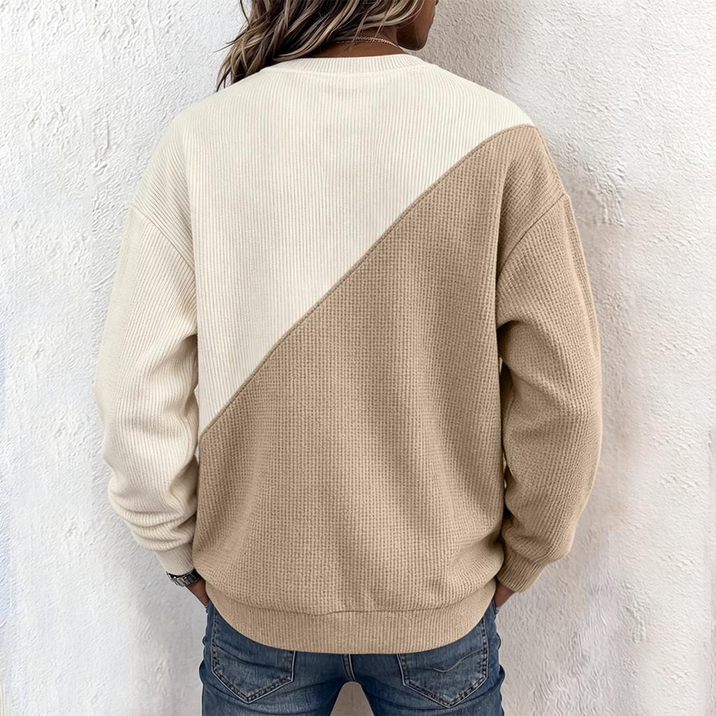 Women's Color Block Long Sleeve Casual Cargo Pocket Sweatshirt