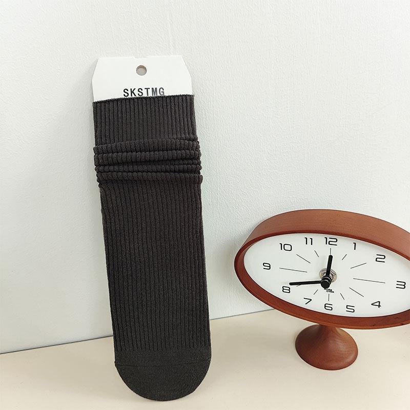 Dui Dui Socks, Women's Mid-calf Socks for Autumn and Winter, Solid-colored Cotton Socks, Trendy Stretch Women's Socks, Long Socks