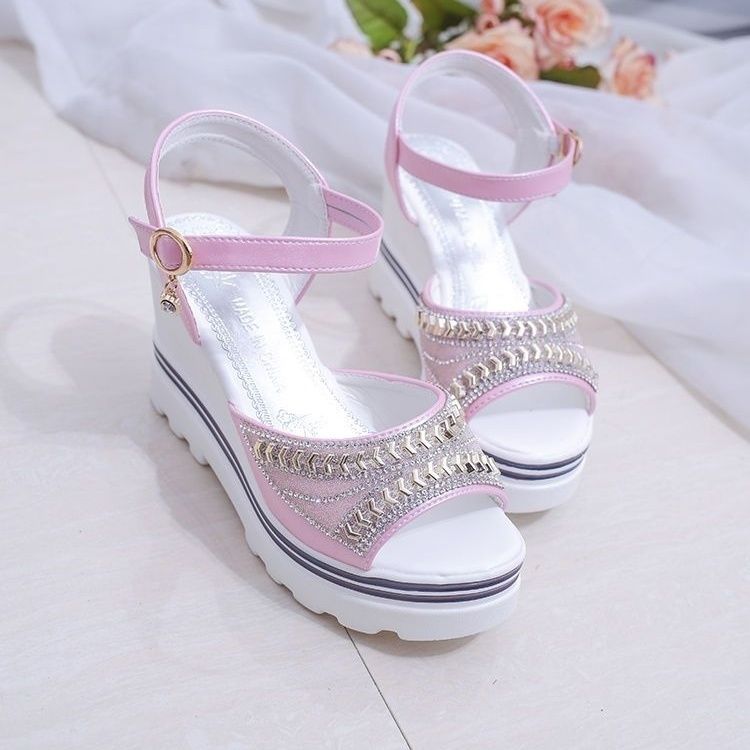 Fashion Women's Sandals Super-high Heel Wedges Ladies Shoes Diamond Designer Low Price Summer 2025 Offers Sale Wholesale Casual Vintage
