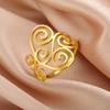 LIKGREAT Vintage Filigree Flower Wave Ring for Women Stainless Steel Aesthetic Rings Bohemian Amulet Jewelry Wedding Gift New