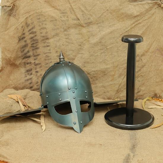 Handmade Medieval Knight Steel Helmet: LARP Cosplay Armor with Stand