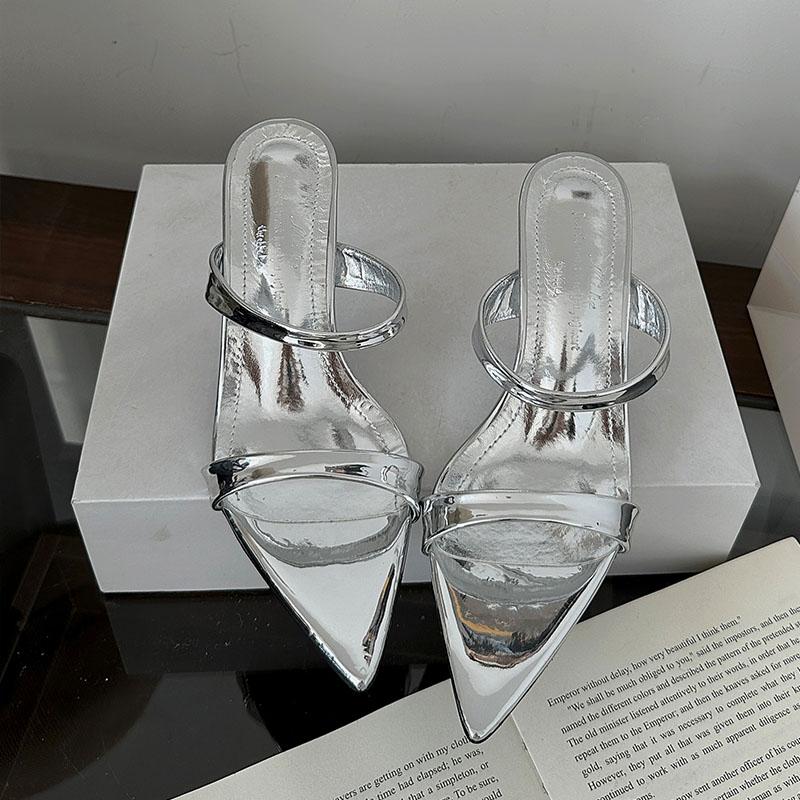 Fashion Fashion Pointed Toe Women Thin Heels Pumps Slides Shoes Female Slip On Footwear Party Sexy Ladies High Heels Shoes