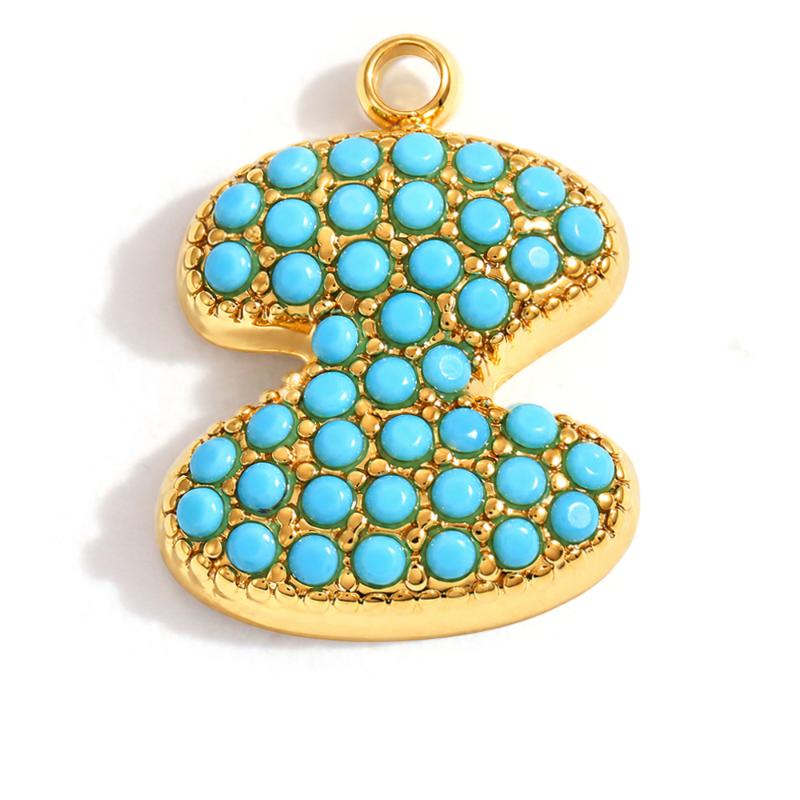 Capital A-Z Initial Letter Pendants Pave Blue Synthetic Stone Minimalist Jewelry Charm for DIY Craft Accessory