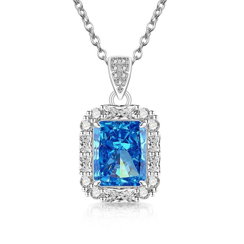 2026 Colored Treasure Ice Flower Cut High Carbon Diamond Necklace Fashionable Luxury Electroplated Real Gold Pendant