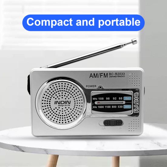 BC-R2033 AM FM Radio Pocket Size Low Power Consumption Built-in Speaker Full Band Mini Radio Recorder for Home