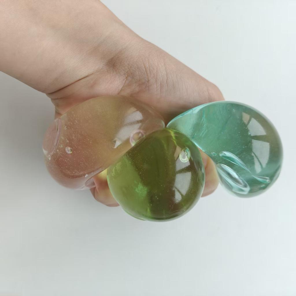 Giocattolo Squishy Needoh Blu/Verde Trasparente Pallina Antistress Giocattolo da Spremere a Rimbalzo Lento Estetica Curativa Giocattolo Sensoriale Fidget Per Bambini