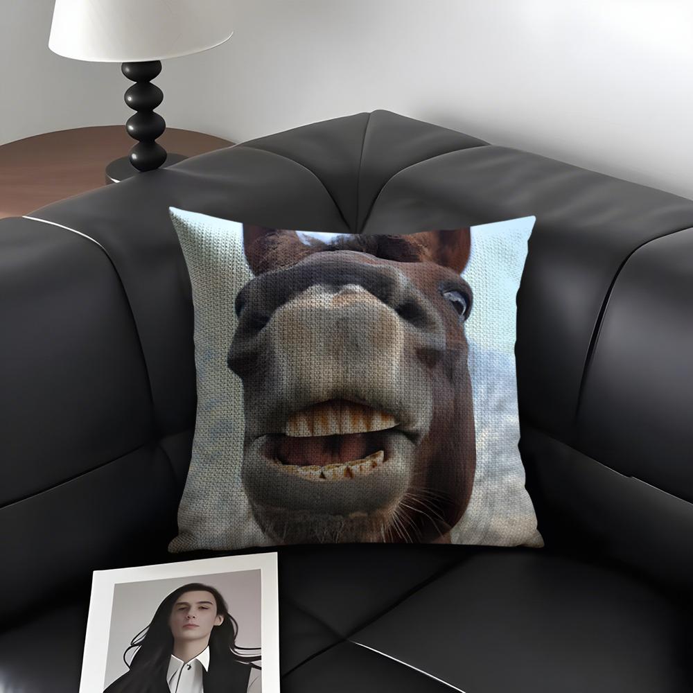 

Funny Expressions Horse Cushion Cover Natural Linen Organic Fabric DoubleSided Printing Sofa Home Decor Gift Pillow Case 30x30cm