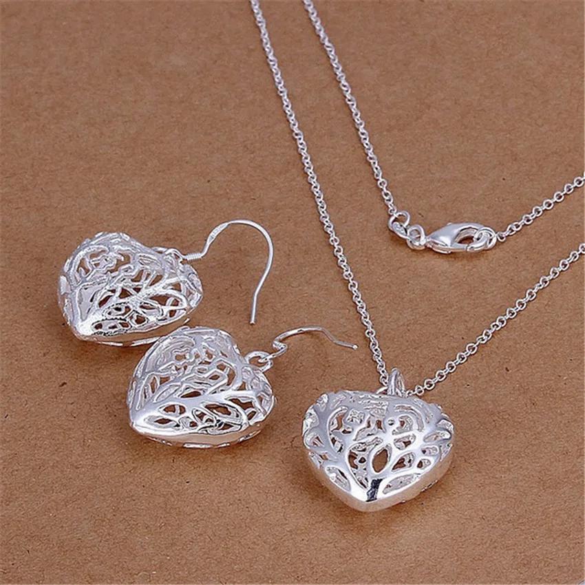 Charms Wedding 925 Silver Jewelry Fashion Pretty Pendant Necklace Earring Women Party Set TOP Quality Stamped