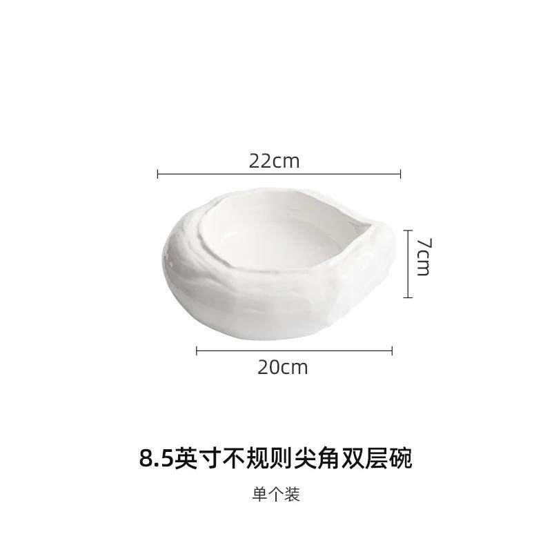 Irregular sharp-angled double bowls, restaurant and club dishes, ceramic tableware, special salad , cooking .