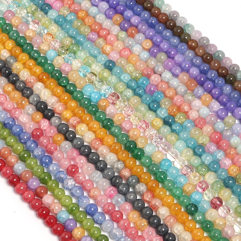 1 Strand 8 10mm Glass Floral Beads Colorful Round Loose Spacer Beads For DIY Charms Jewelry Making Bracelet Necklace Accessories