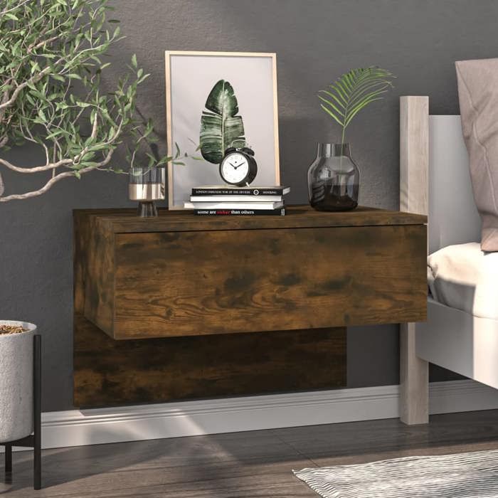 VidaXL Wall-mounted Bedside Table Smoked Oak 816940
