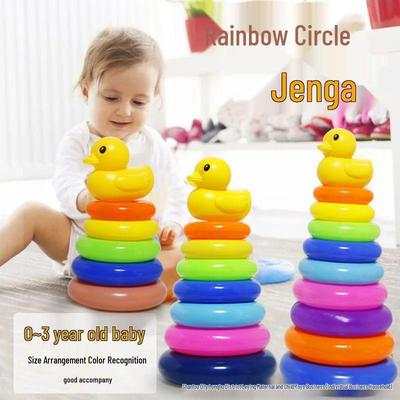 Anéis de Empilhar Arco-Íris: Brinquedo de Educação Infantil para 0-2 Anos