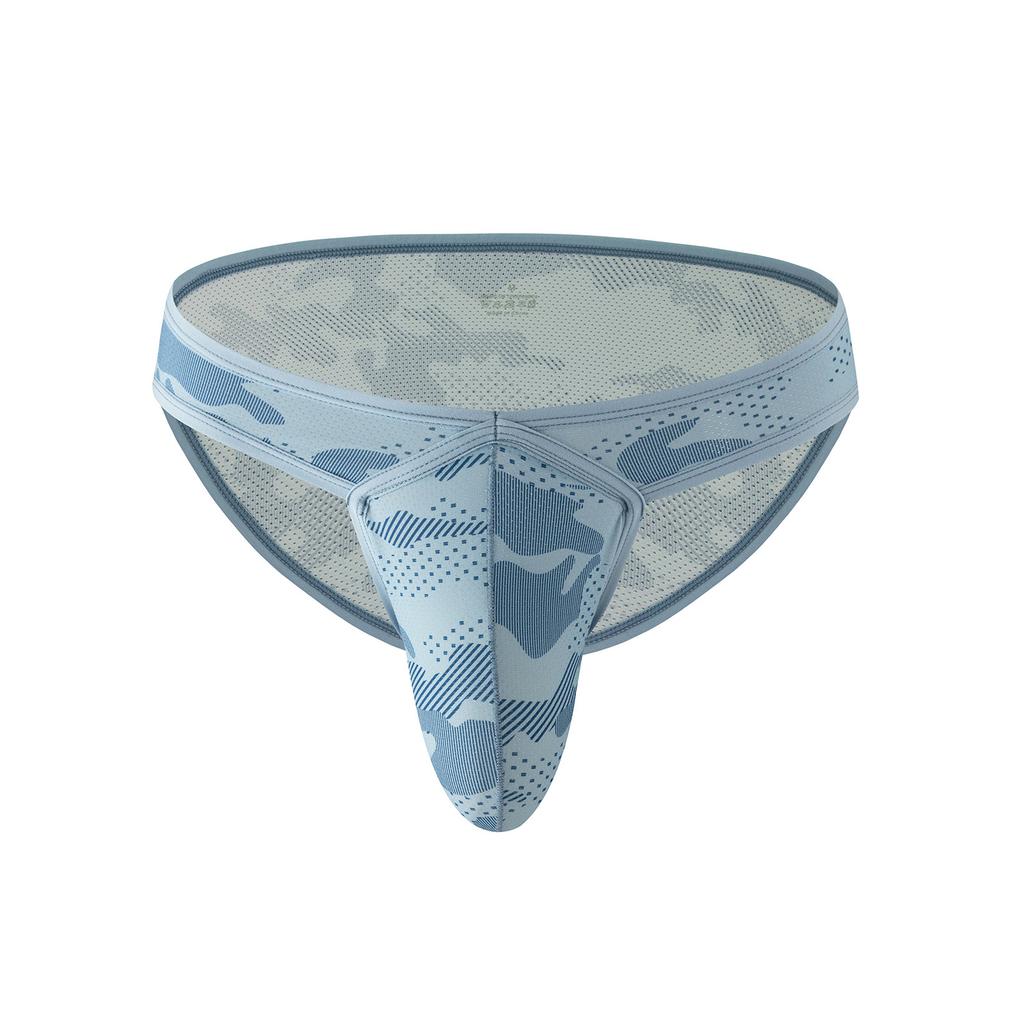 Men Printed Underwear Peni Big Pouch Panties High Waist Camouflage Briefs Sports Mesh Breathable Elastic Underpant Scrotum Bulge