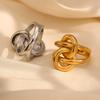 Fashionable Double Layers Geometric Knot Rings 18K Gold Plated Sturdy Stainless Steel Accessory for Women Daily Wear