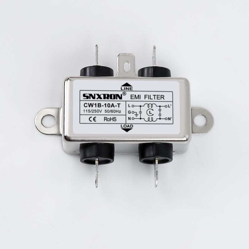 EMI Power Filter CW1B-10A-T(05) 3/6/10A, Solder Tab, 220VAC, Single-Phase AC General Purpose