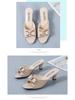 2022 Summer Mid-Heel Peep-Toe Bow Strap Stiletto Slippers for Women - Plus Size Available