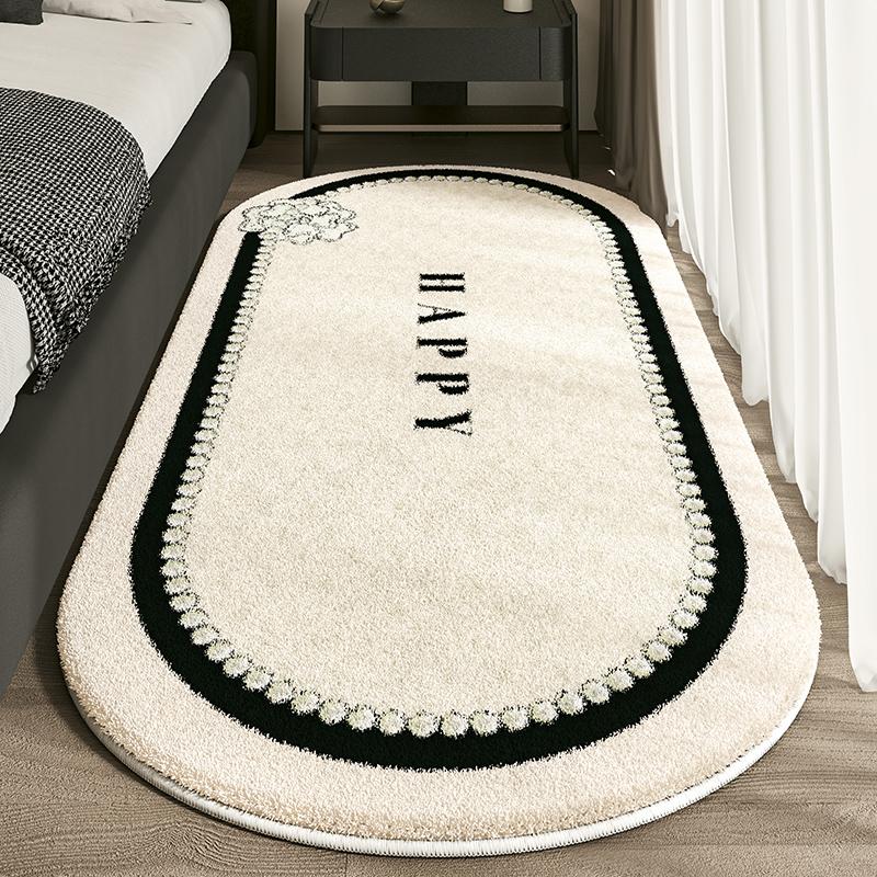 Luxe Slaapkamer Decoratie Tapijt Franse Stijl Nachtkastje Ovaal Vloerkleed Huis Verdikt Pluche Tapijt Pluizige Zachte Tapijten voor Woonkamer 80x120cm