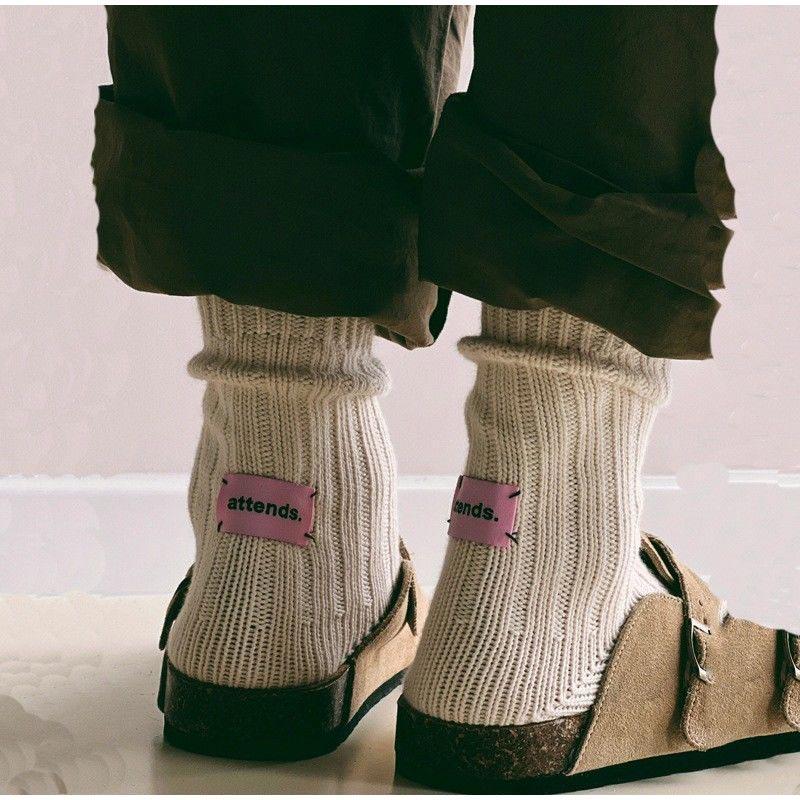 Fashion Crestar Women Middle Tube Socks Lady girls Cute Pink Label Solid Color Spring Autumn Winter Warm Socks Soft Home Mid-tube Cotton