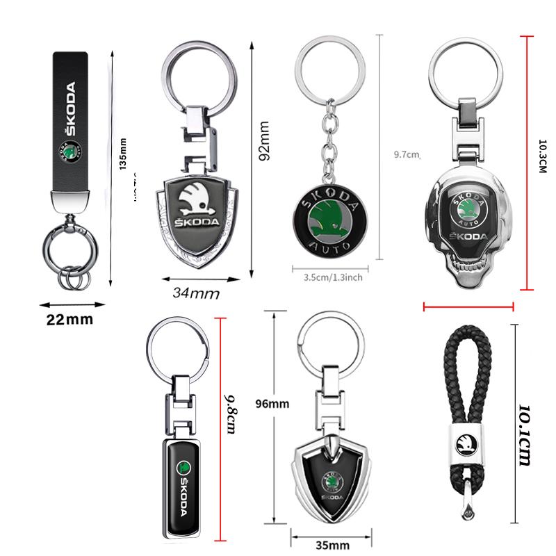 3D Metall/Leder Auto Logo Schlüsselanhänger Schlüsselring Anhänger Zubehör für Skoda Octavia Rapid Fabia Superb Kodiaq Karoq Kamiq Scala fscx84